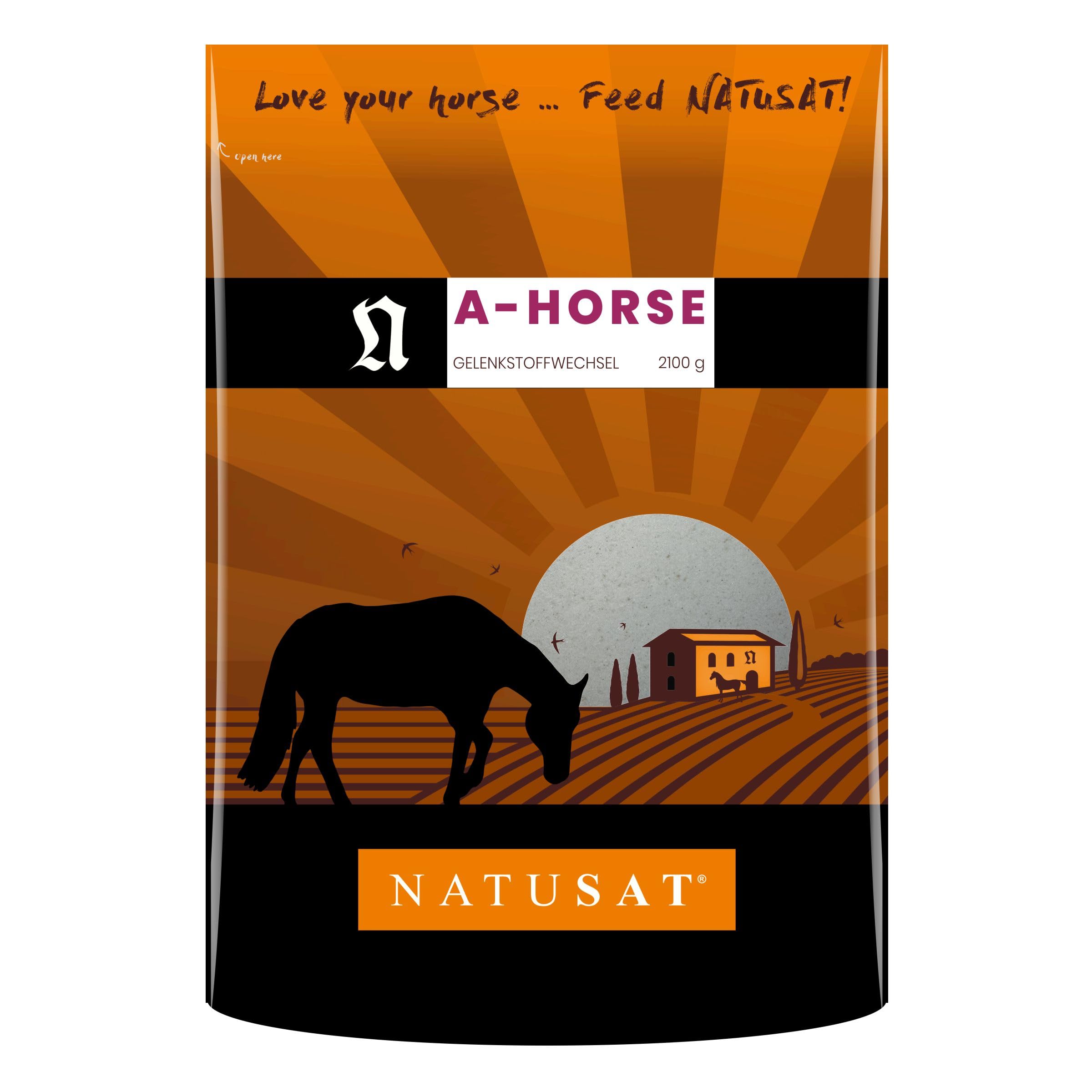 NATUSAT A-Horse - Ergänzungsfutter für Pferde mit Glucosamin, MSM, Chondroitin und L-Lysin. Die Kraftformel für Agilität & Bewegungsfreude (2100 g) (44,26€)