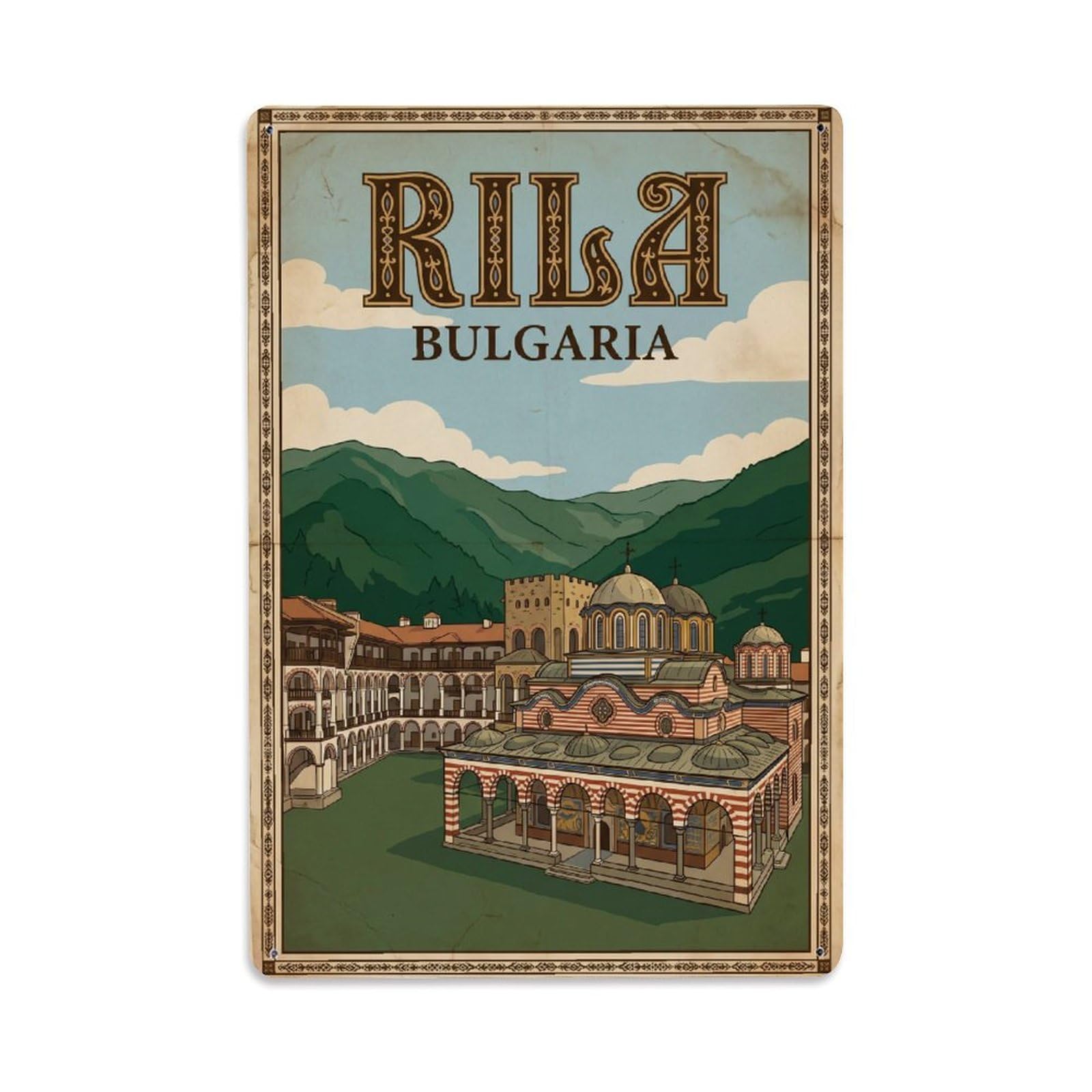 Bulgaria Rila Travel Retro Metal Tin Sign Plaque Wall Decor for Cafe, Club Bar, Office, Garden Metal Poster 8x12Inch