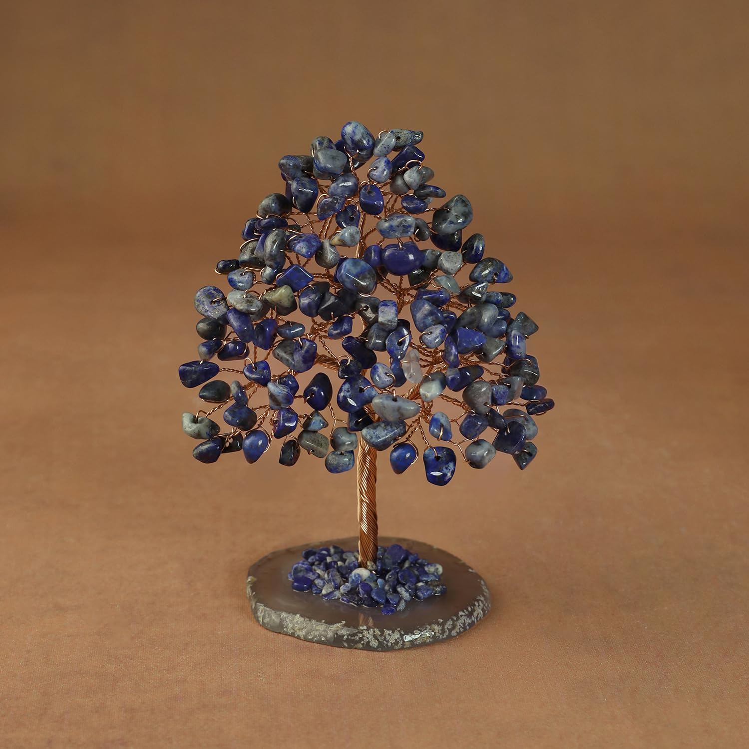 Lapis lazuli Arbre de Vie en Cristal Naturel 135 Pierres Feng Shui Chakra Reiki Arbre Bonsaï Énergie Décoration Maison Bureau Cadeau Spirituel Base Pierre Irrégulière 11 cm
