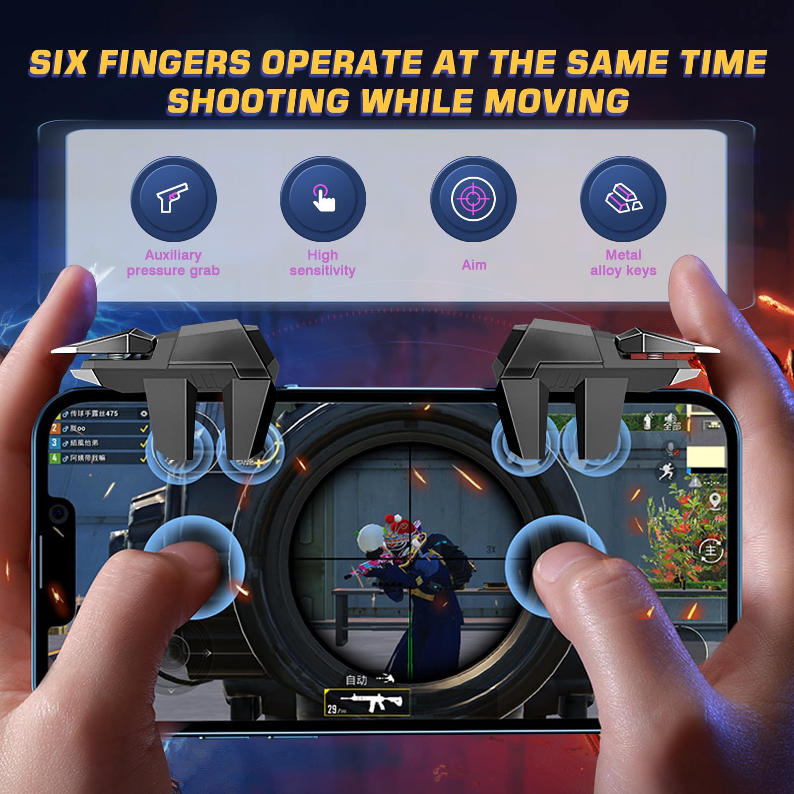 DiyGody PUBG Mobile Game Trigger für PUBG & Call of Duty, 4 Buttons Auslöser Joystick Gaming Gadgets Kompatibel mit iPhone & Android, Aim & Fire Game Phone Button Empfindlichen Ziel Feuerauslösern