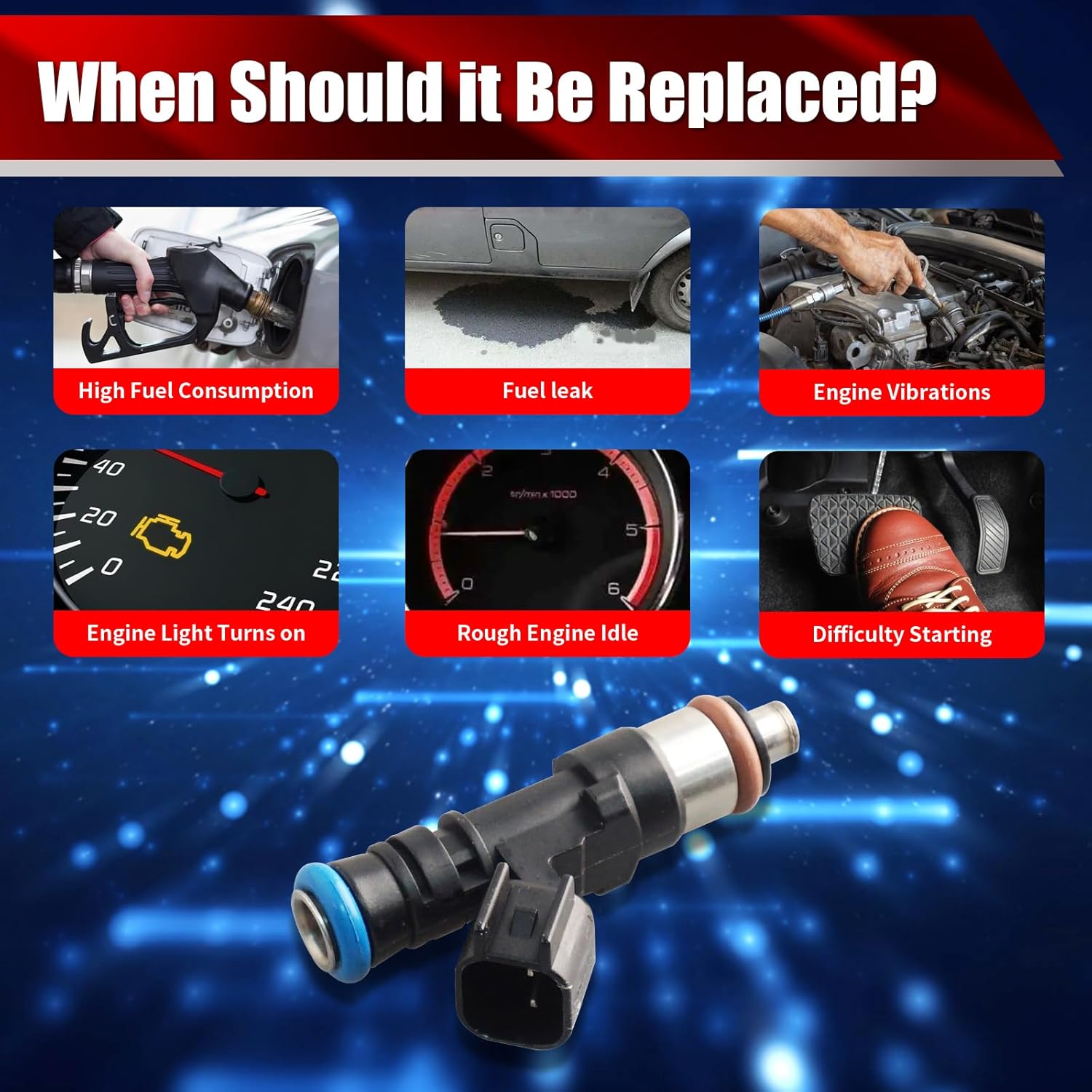 Set of 4 Fuel Injectors 4892844AA FJ1135 Replacement Compatible with Fiat 500 2012-2015 1.4L L4 VIN:R - Replaces 4892844AB RL892844AA 04892844ab