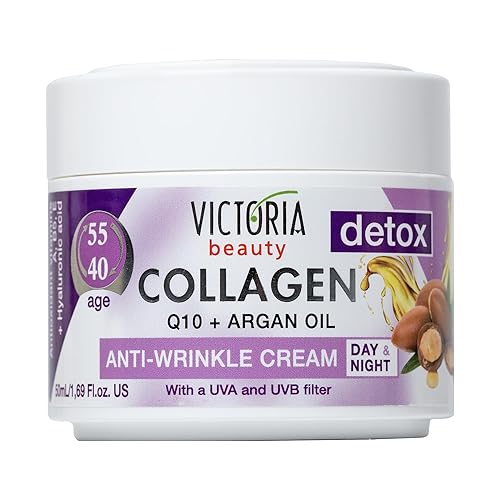 Skin Care Detox Crema facial de día y noche hidratante antienvejecimiento con colágeno, ácido hialurónico, Q10, aceite de argán y un filtro UVA/UVB