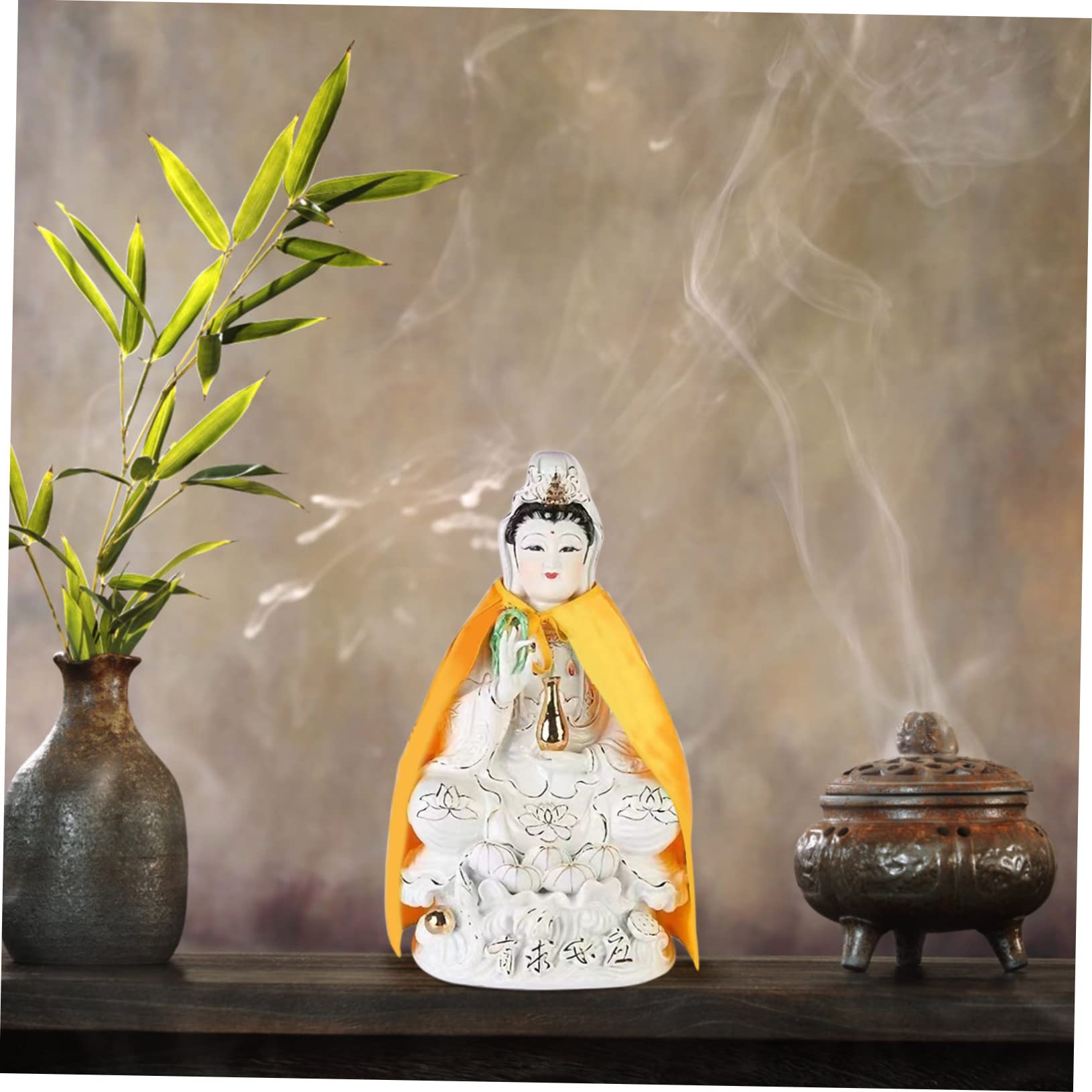 Manto Bordado Para Estatuas - Tela Amarilla Decorativa, Ideal Para Fotografía Y Exhibición, 43.5x29 Cm