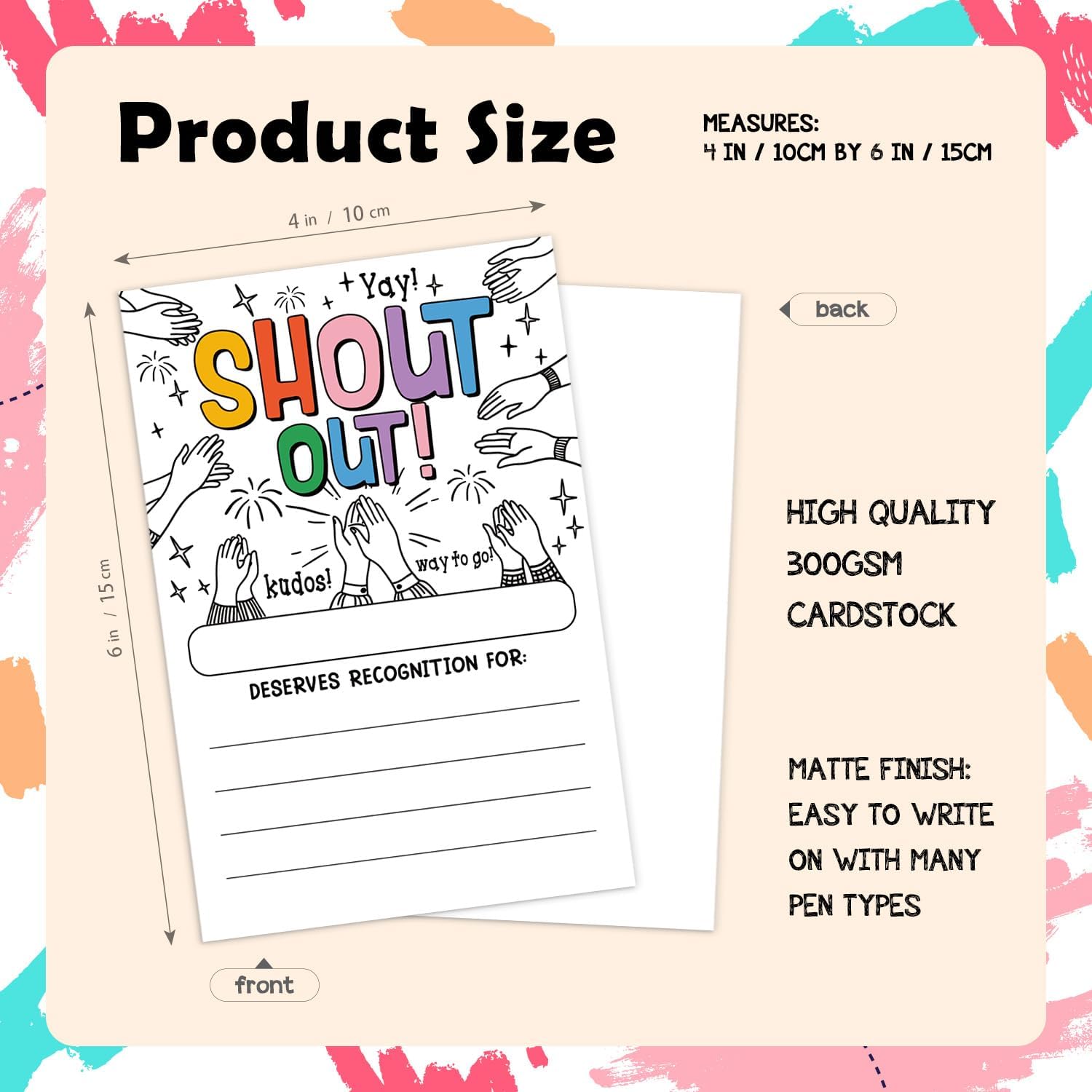 Shout Out Appreciation Recognition Reward Cards For School or Work Bulletin Board(50 Pack), for Teachers, Students, Staff Appreciation, Office Staff, Coworkers, Team Building Office Morale Booster - Image 2