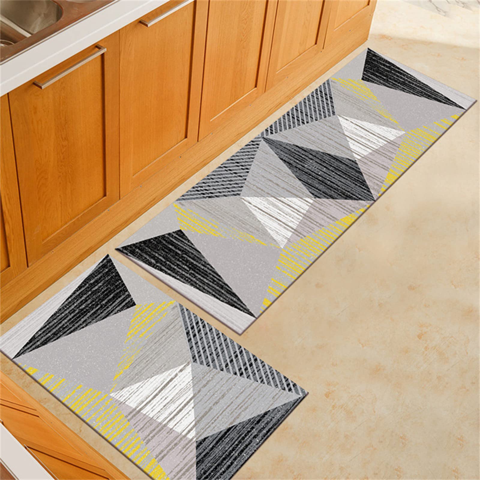 KüChenläUfer KüChenmatte 45x120cm, KüChenteppich Waschbar rutschfest, Teppich LäUfer Flur FußMatte Badematten, Wasser öL Aufnehmen Teppich KüChe Set für KüChe Wohnzimmer, Badezimmer Minimalist