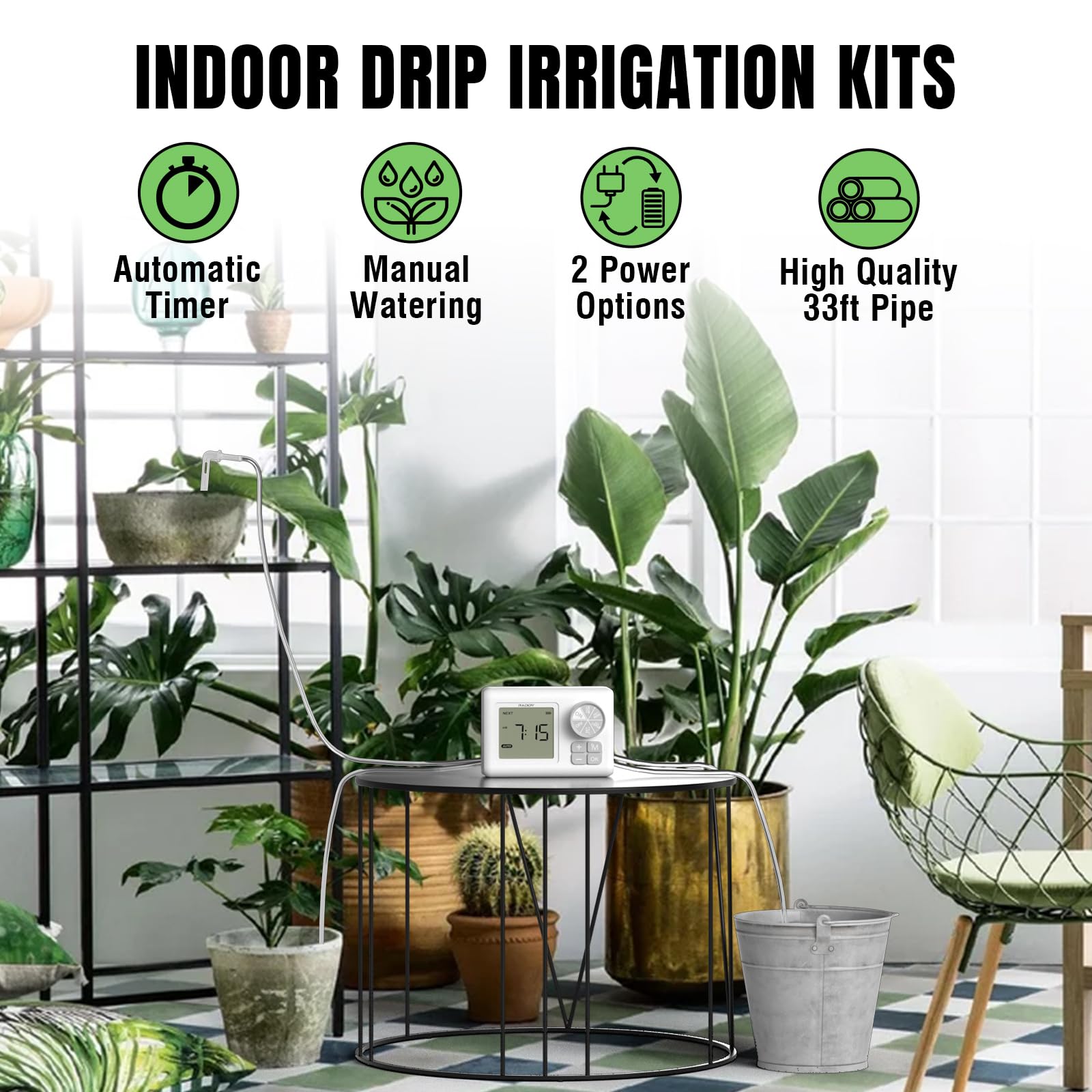 Flintronic 4 stuks irrigatieapparaten voor planten, automatische druppelbak en druppelirrigatie voor potplanten binnen en buiten