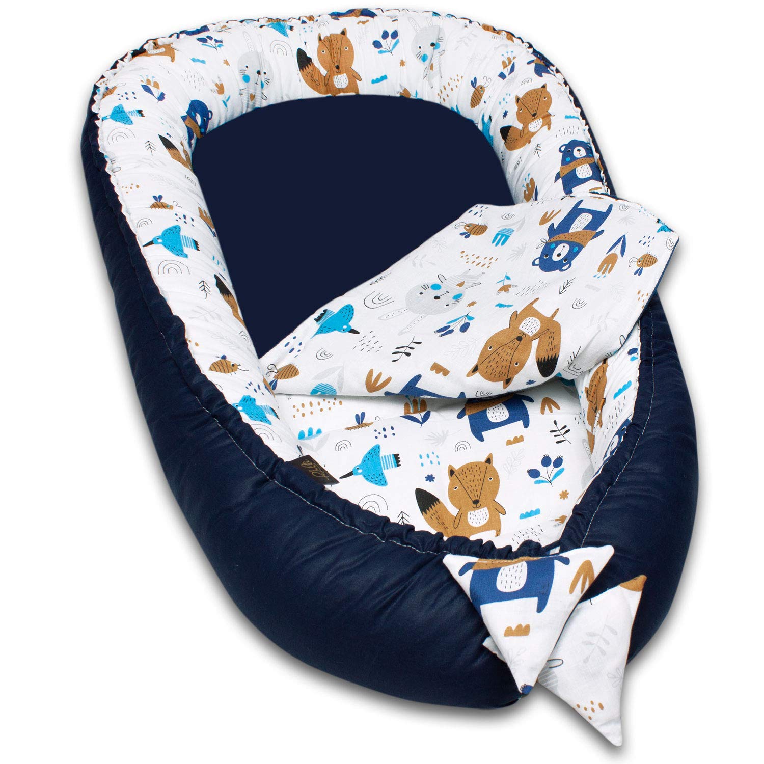 PaLulli® Babynest, multifunktionales Kuschelnest mit Weiches zusätzlicher Matratze, Kokon, Nestchen, Babybett, Reisebett für Neugeborene, 100% Baumwolle Oeko-TEX … (Aztec II)