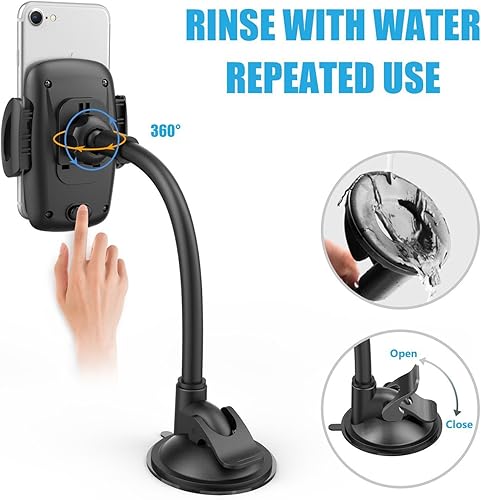 Miniatura 7 de WixGear Soporte universal 3 en 1 para teléfono de automóvil, soporte para teléfono celular con soporte para salpicadero y parabrisas para teléfonos