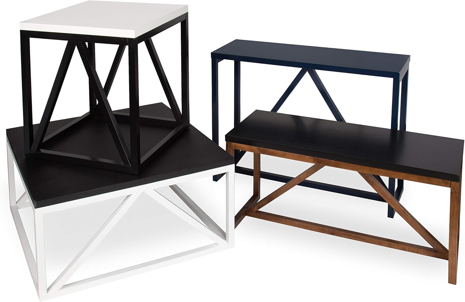 Kate and Laurel Kaya Two-Toned Wood Square Coffee Table with White Top and Walnut Brown Base