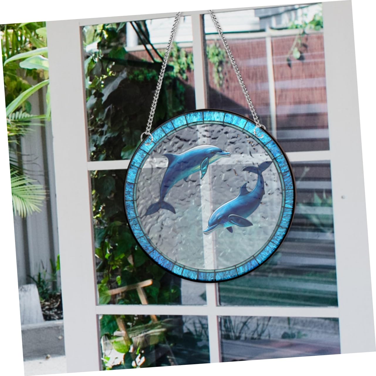 Yardwe 1set Decorazioni Da Appendere Per Finestra Con Ciondolo Forma Di Delfino Acchiappasole Artistico Per Giardino e Casa Elegante e Resistente