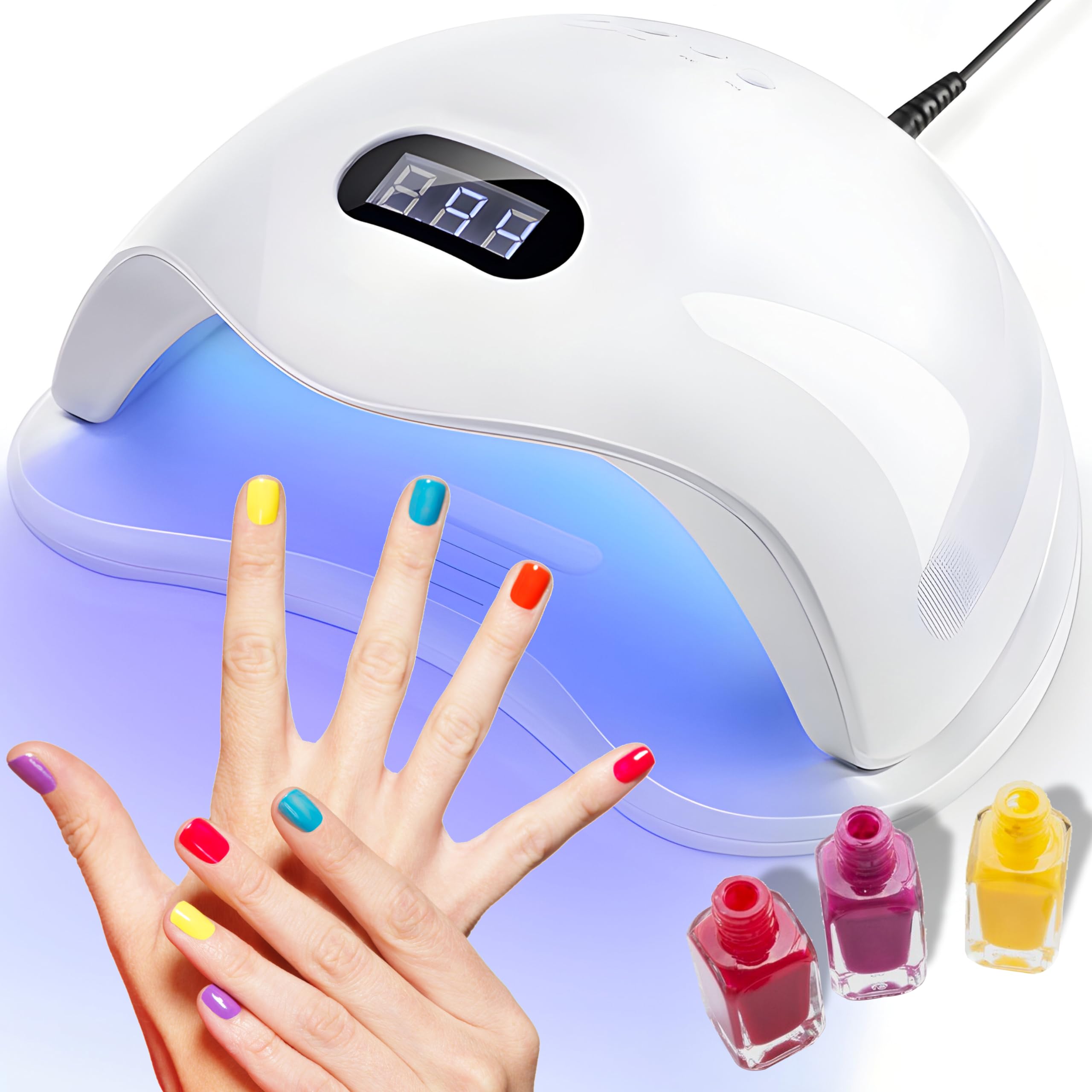 Retoo - Lámpara UV de gel de 48 W, profesional, lámpara UV LED seca uñas rápida con 4 temporizadores, secadores de uñas y lámparas UV, pantalla LCD para esmalte de uñas, gel en casa y salón, color