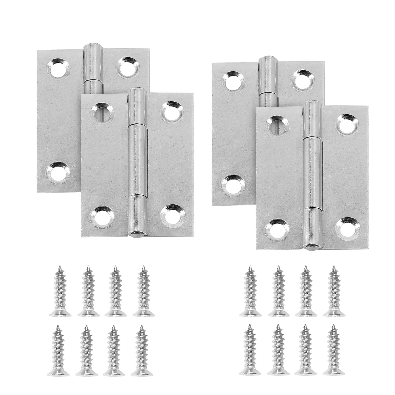 Zernmiarder 2” Door Hinge, 12 Pcs Stainless Steel Butt Hinges, Silver Window Hinges, Interior and Outdoor Hinges with Screws, 50 x 36 x 1.2mm — image 1