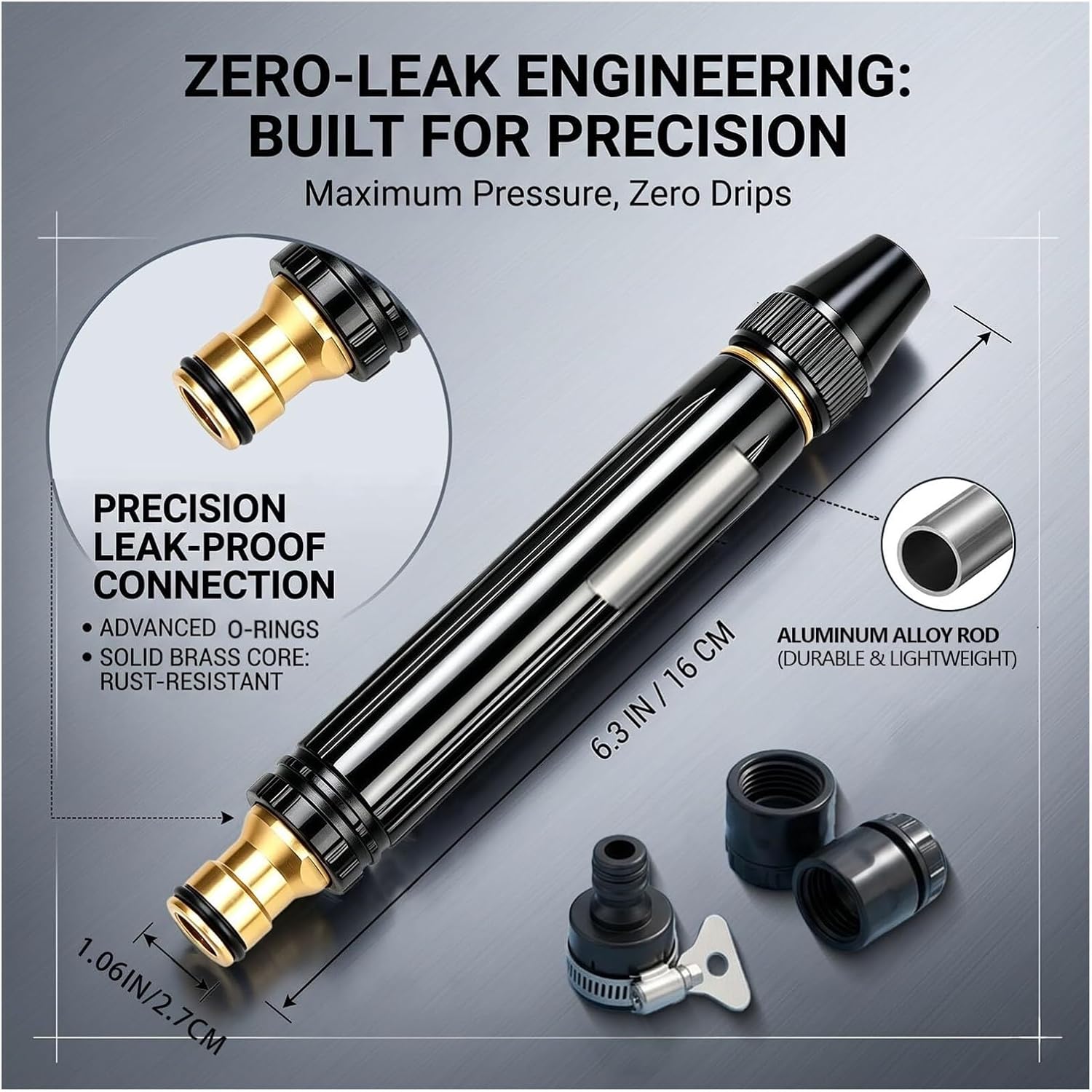 Home High Pressure Hose Nozzle Car Wash Water Gun, with 360°Adjustable 3-Mode Spray,Duty Metal Garden Hose Nozzle with Leak Proof Brass Connector for Car Wash, Lawn, Patio Cleaning(6pcs)