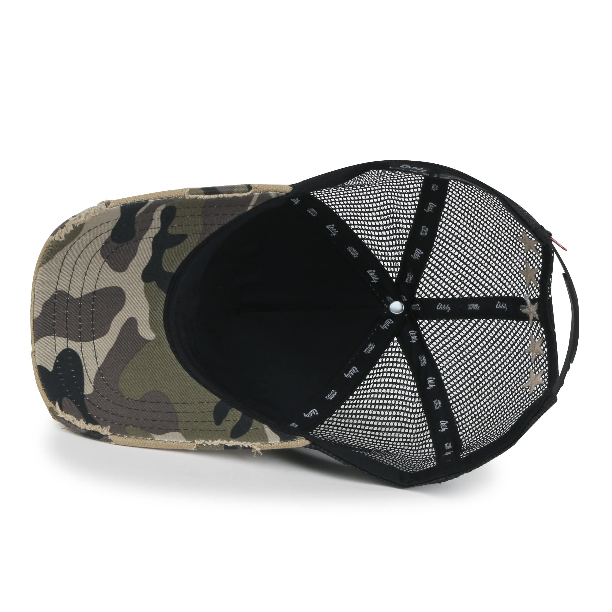 ililily Star Embroidery Black White Trucker Hat Cotton Baseball Cap product thumbnail 6