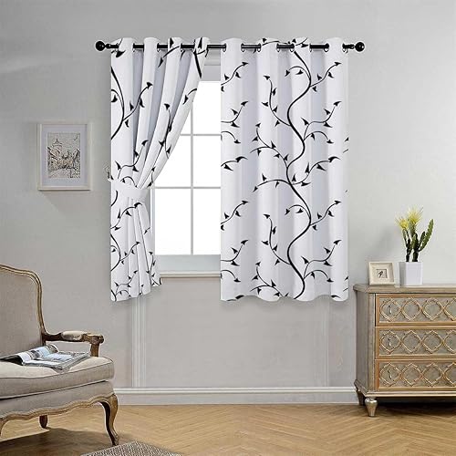 Miniatura 3 de YANFENQI Cortina para Dividir Habitacion Black and White Lines Concise Door Curtains for Doorways Room Darkening 55Inch Width by 55Inch Length,2