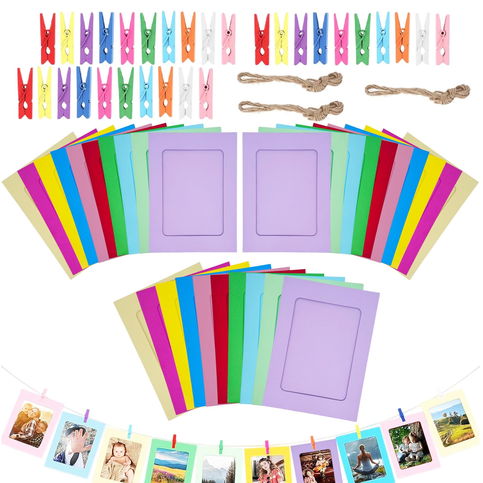 CADRE PHOTO,Wood-6 pouces--Cadres Photo En Carton Kraft, 10 Pièces, Bricolage, Rétro, Avec Clips