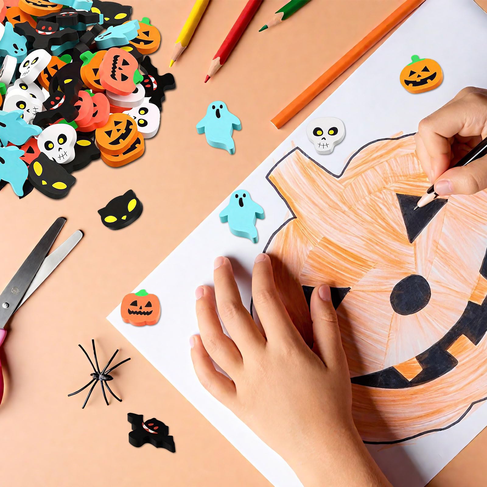 24 Pcs Halloween Mini Erasers for Halloween Gifts,Halloween Cute Small Erasers Bulk with Fun Pumpkin Ghost Bat,Eraser Trick or Treat Party Favors Gift Bag Filler for School Classroom Rewards Prizes - Image 5