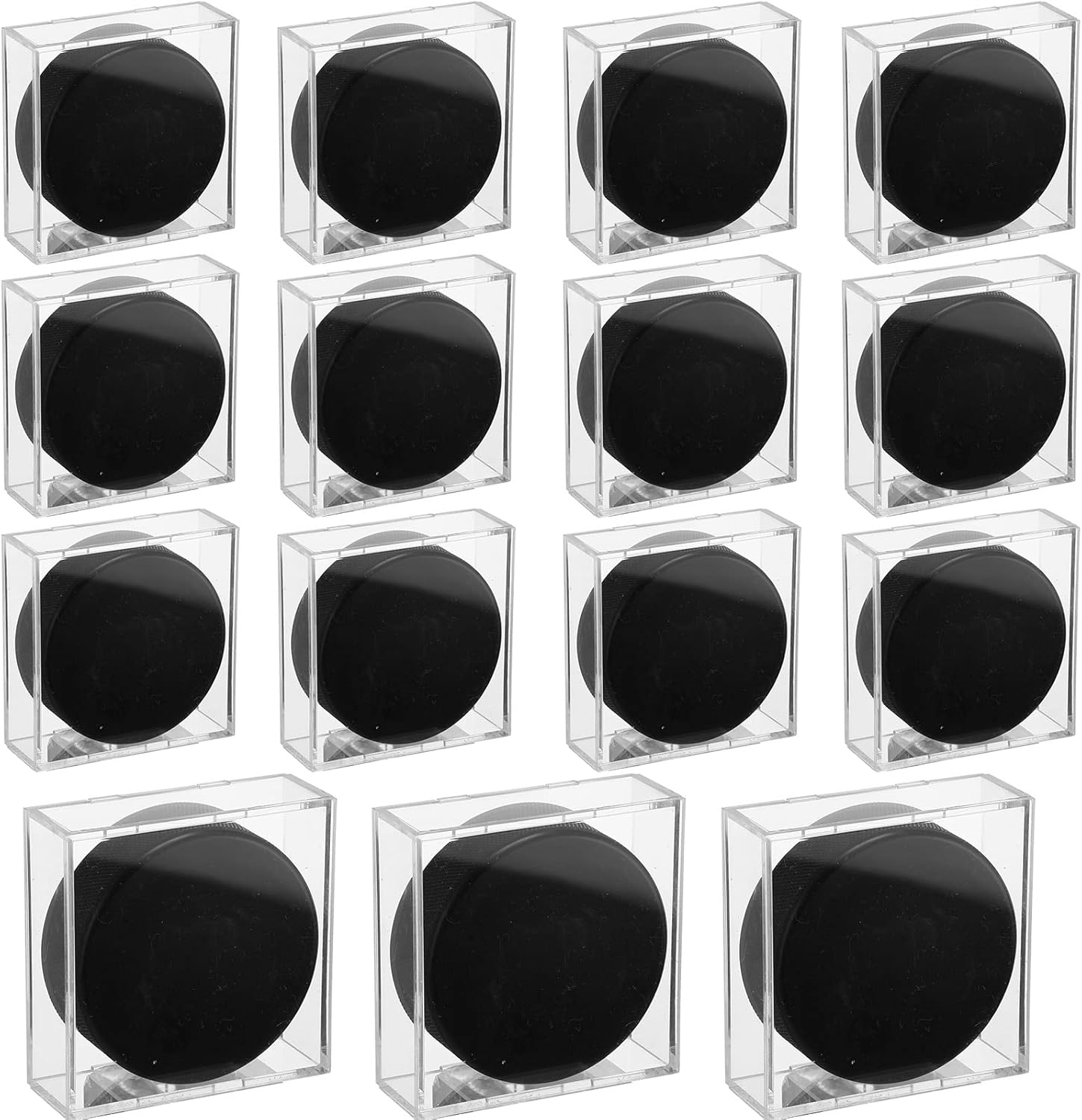 Tuanse 15 Pcs Square Hockey Puck Holder Acrylic Hockey