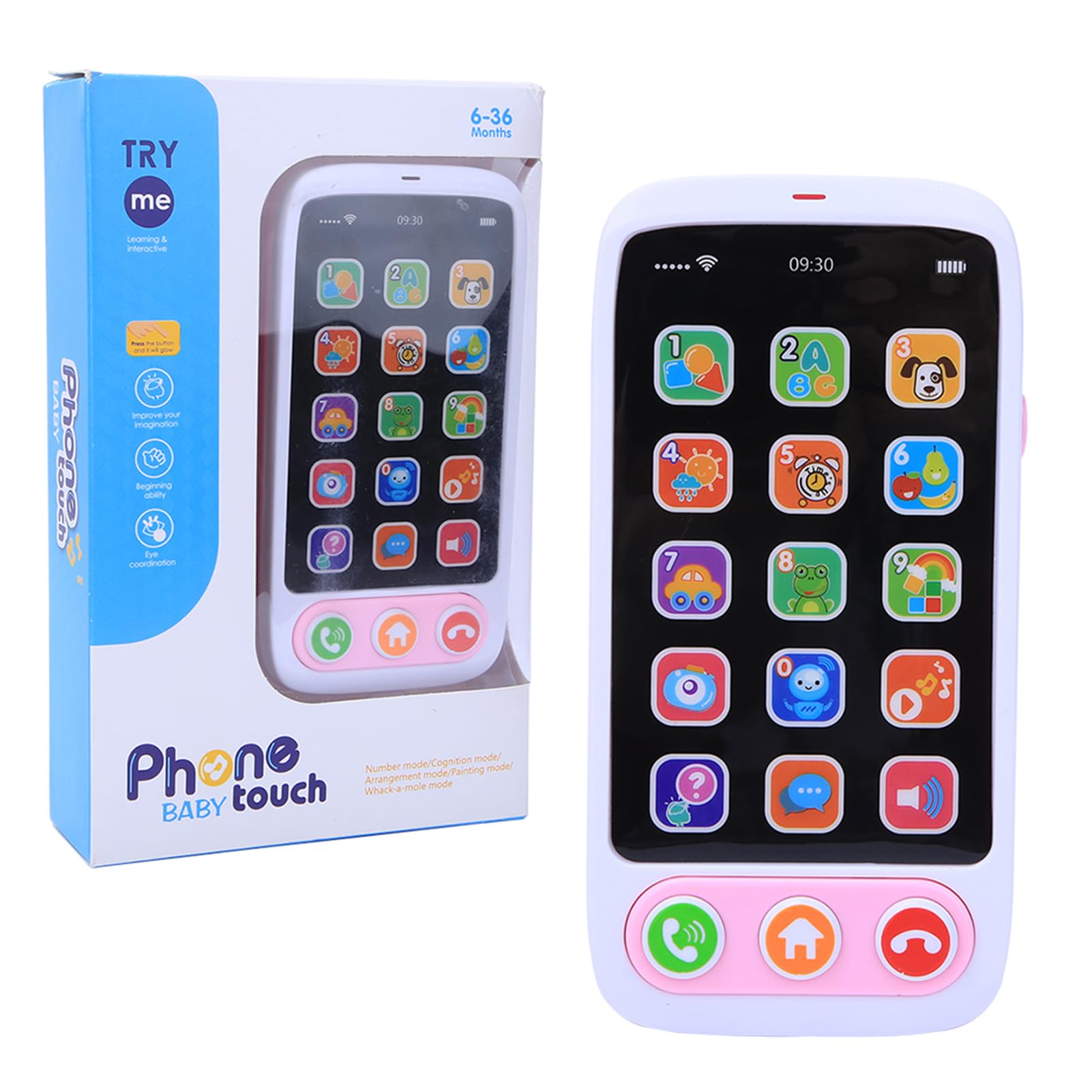 Juguete electrónico para teléfono inteligente, teléfono simulado con música ligera Juego de contar la máquina de contar historias para niños Bebé(Pink)