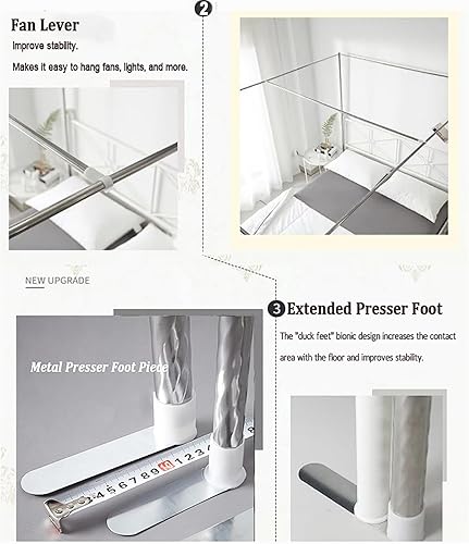 Miniatura 5 de Marco de cama con dosel de acero inoxidableposte matrimonialqueen, postes retráctiles, marco de cama de metal de tamaño matrimonial, marco de cama