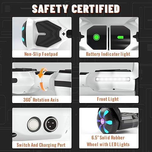 Miniatura 29 de SIMATE Scooter, altavoces Bluetooth y ruedas de iluminación LED, control de aplicación, motores duales de 250 W, velocidad máxima de 8.5 mph y rango