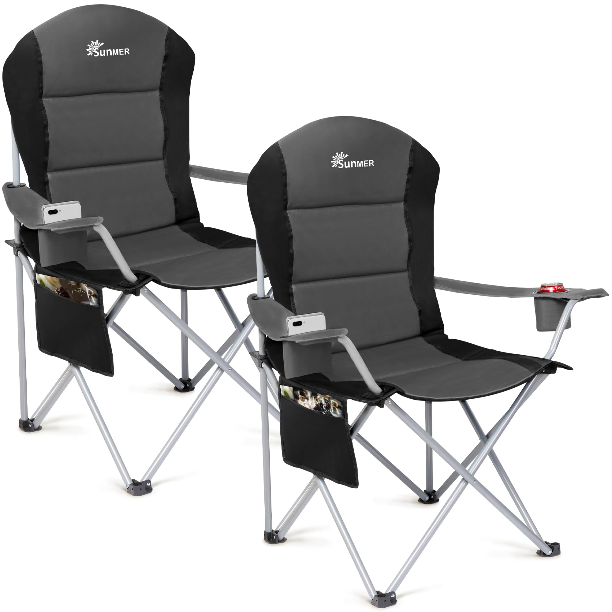 Sunmer Set Of 2 Folding Padded Camping ChairsDark Grey from B&Q