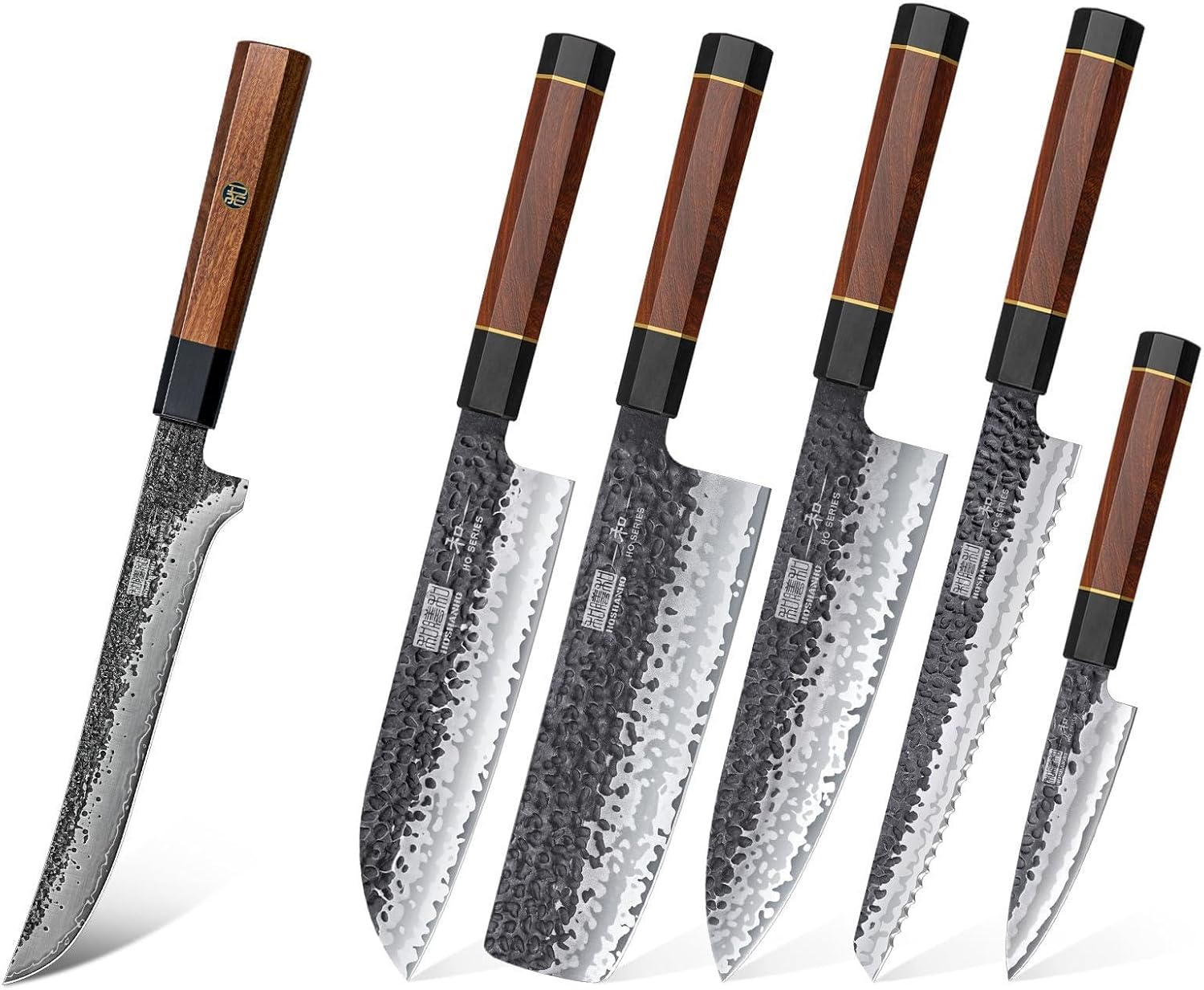 HOSHANHO Fillet Knife 7 Inch, Super Sharp Japanese Boning Knife in High Carbon Steel 5 Pieces Knife Set, Japanese High Carbon Steel Kitchen Knife Sets