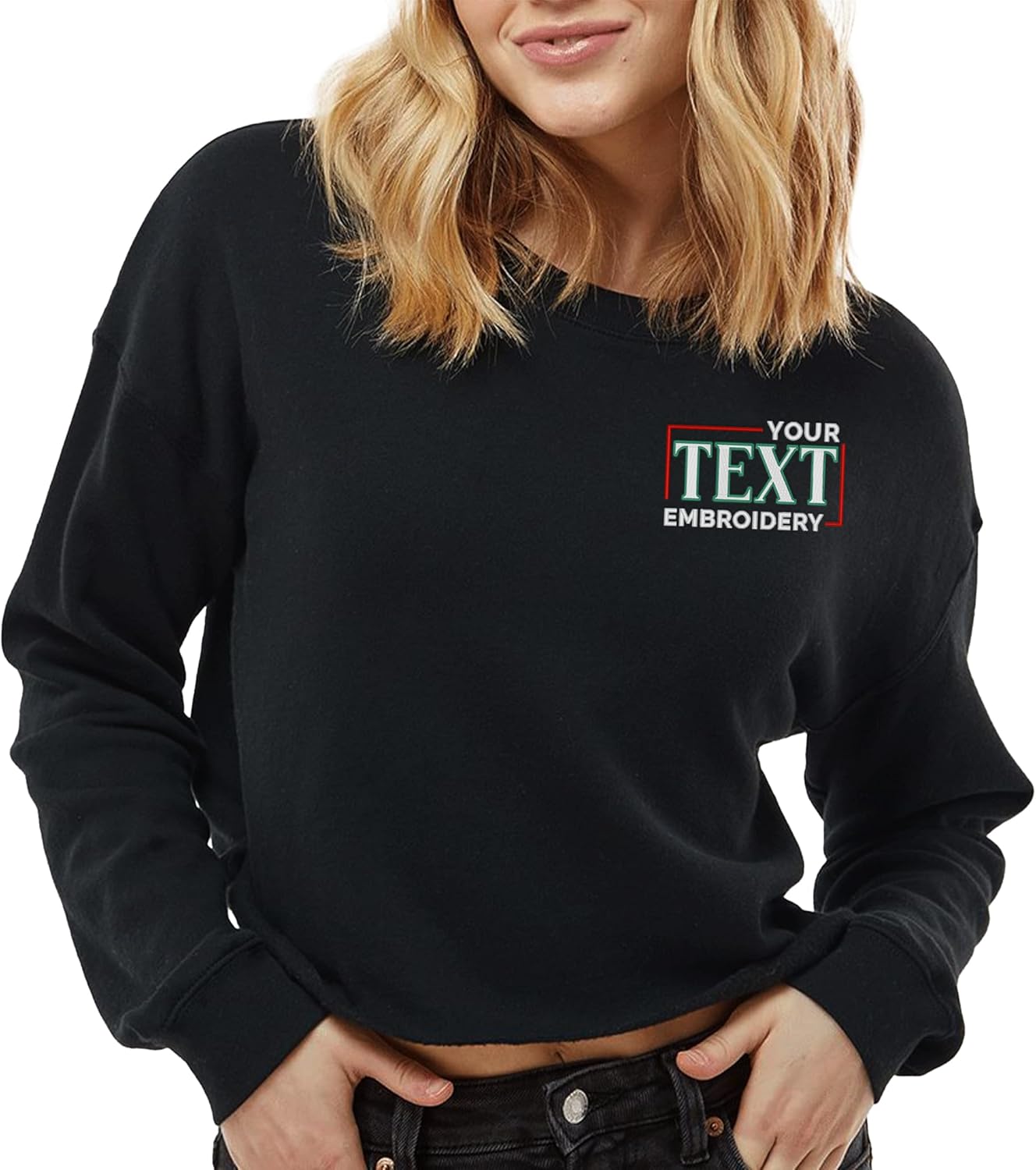 TEEAMORE Custom Embroidered Cropped Hoodies for Womens Add Your Text Crop Hooded Sweatshirt - Image 7