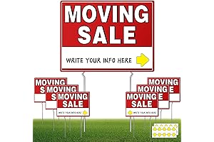 7Pcs Double-Sided Moving Sale Signs with Stakes and Arrow Stickers