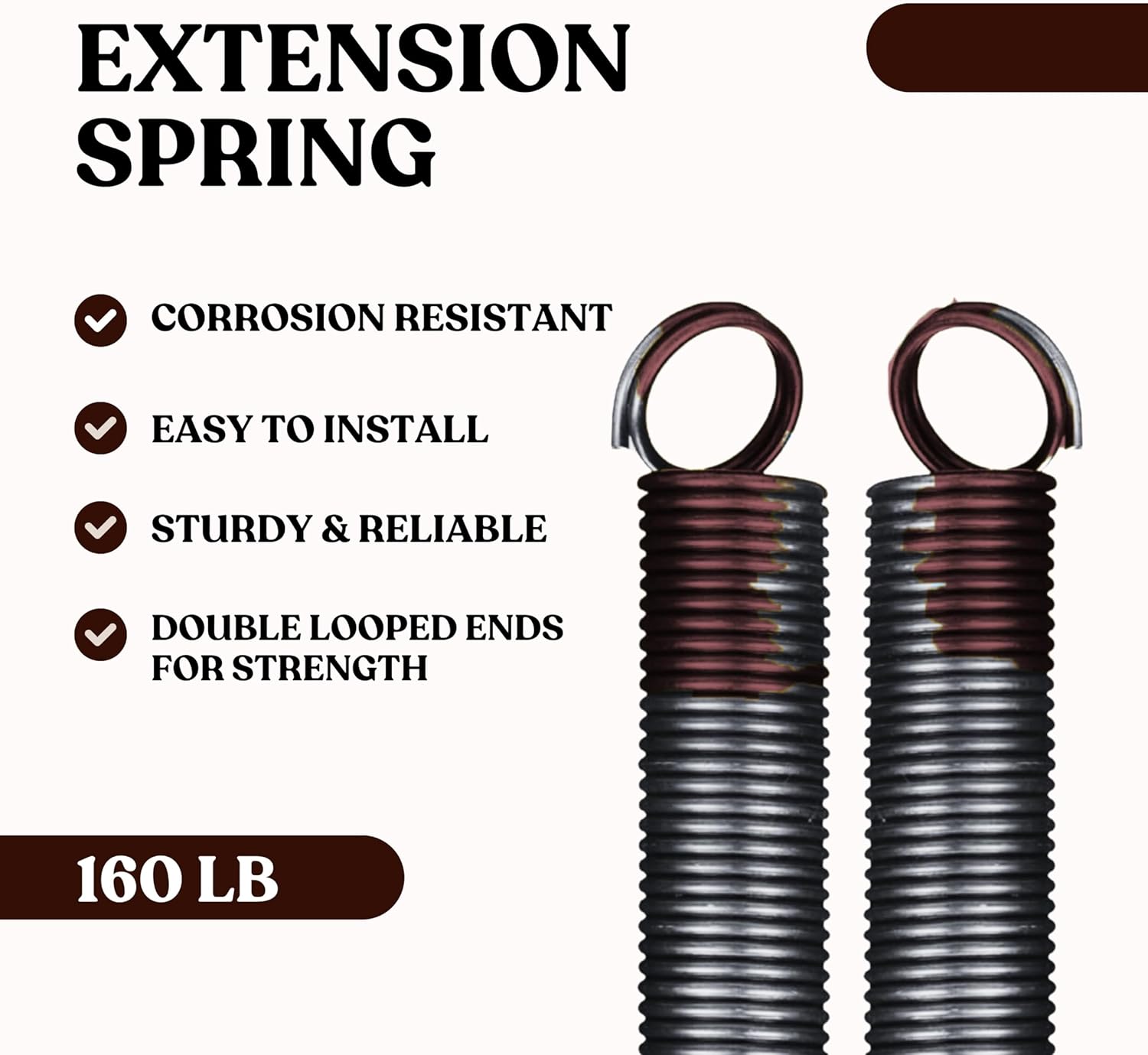 Heavy Duty Residential Garage Door Extension Springs 2-Pack (160 lbs.) Brown