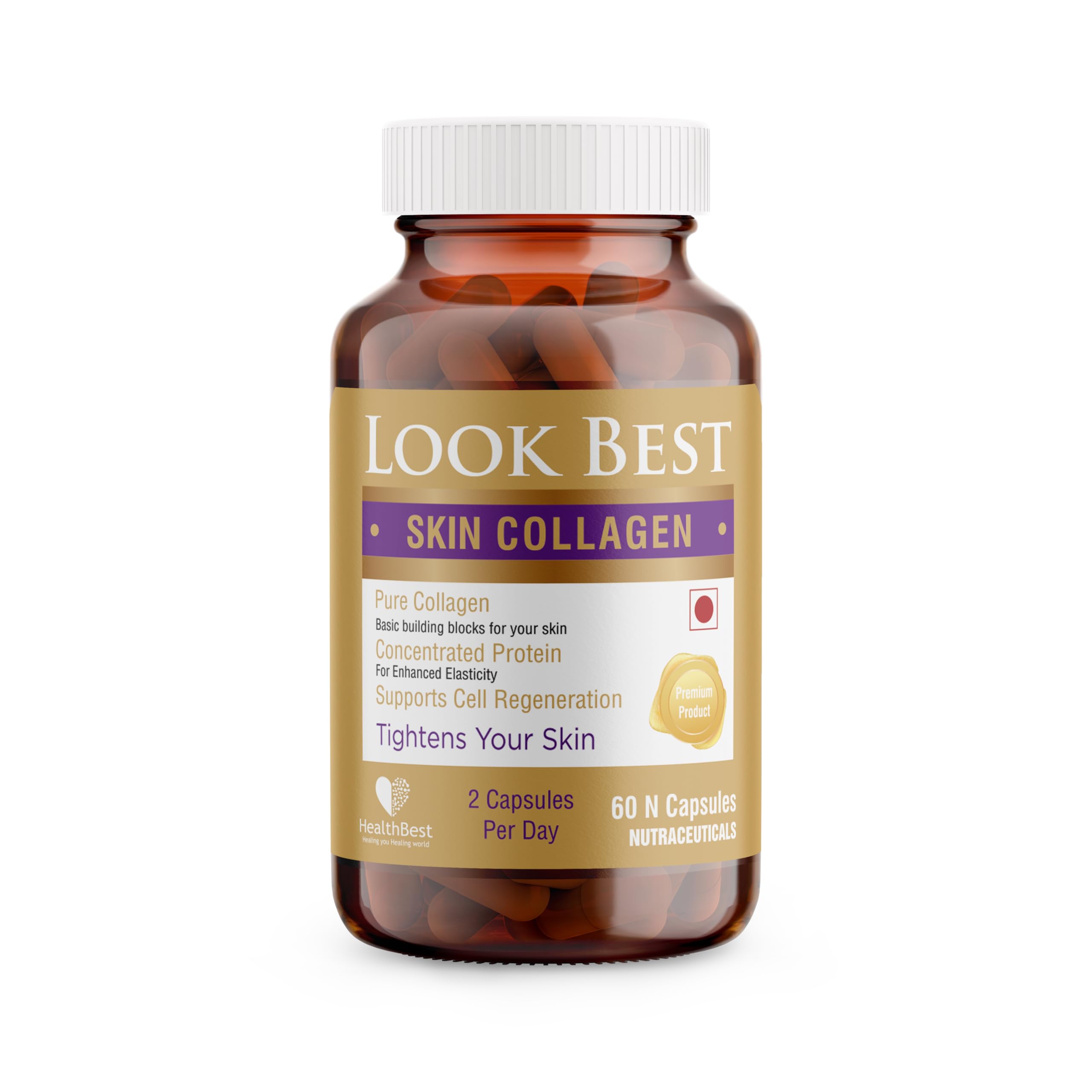 Healthbest Skin Collagen Supplement for Women & Men - 60 Marine Collagen Capsules - Enhances Skin Tightening, Boosts Elasticity & Firmness (Pack of 1) (B08P3PQ8W2) Amazon Price History, Amazon Price Tracker