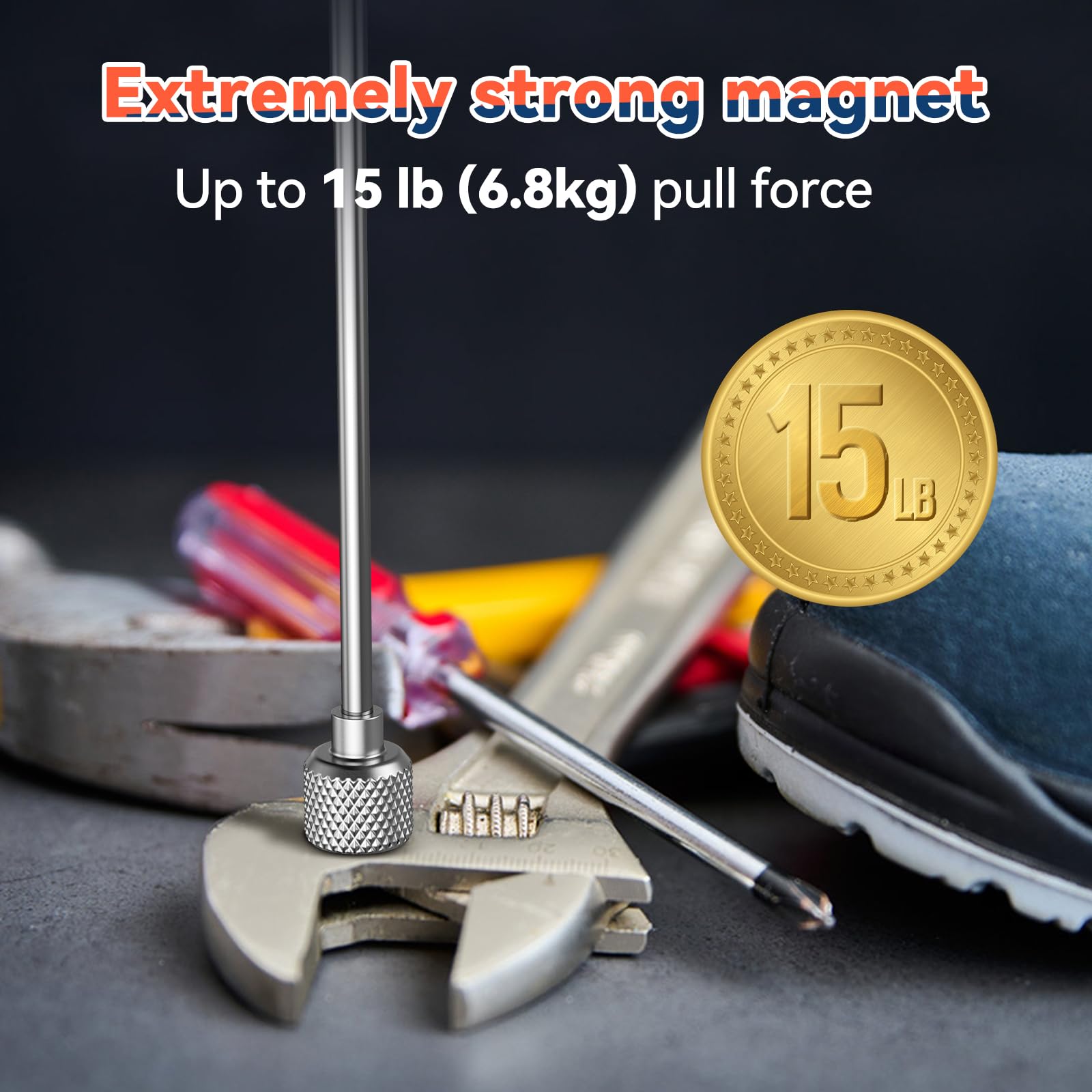 Magnetic Pickup Tool, Magnetic Upgrade (15LB/6.8kg), Extendable