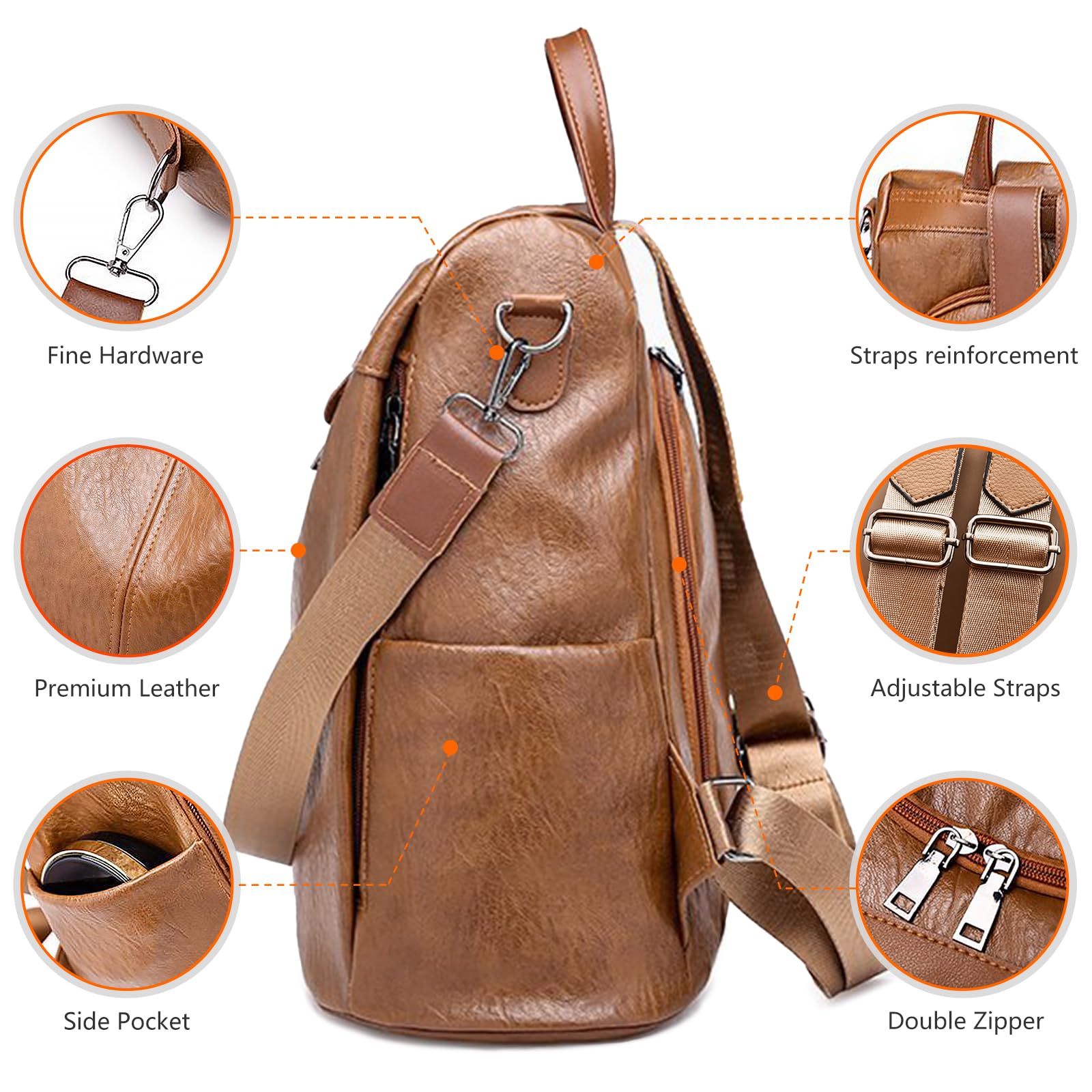 Charmore Zaino da Donna Antifurto Borse Nylon impermeabile Daypack Spalla per Viaggio Lavoro Scuola