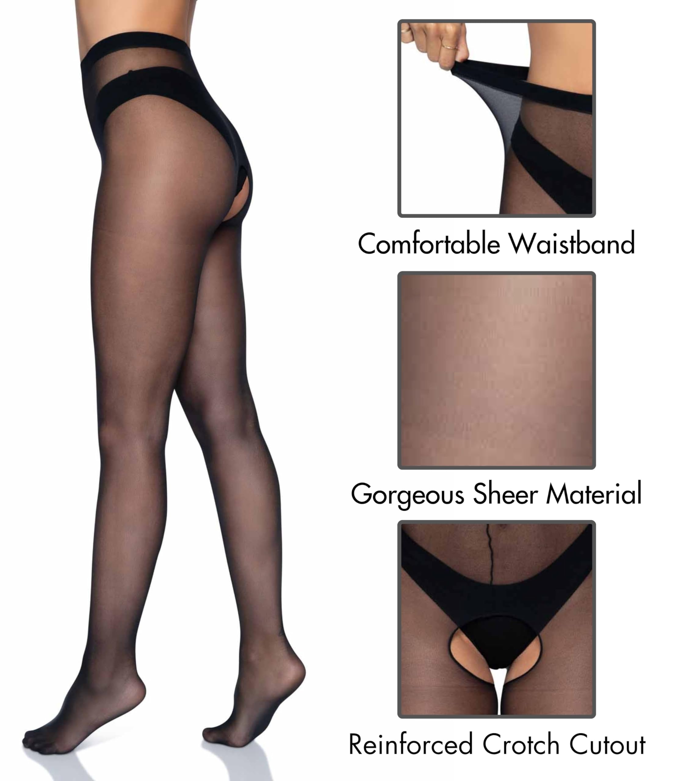 Leg Avenue Collant pure aperti sul cavallo di