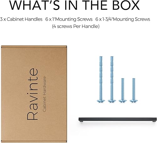 Vista 102 de Ravinte Paquete de 20 manijas cuadradas de gabinete de cocina de 18 pulgadas, color negro mate, tiradores de cajón negros, manijas de gabinete