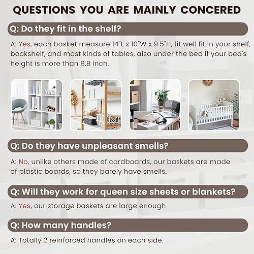 Miniatura 7 de Criusia Cestas de almacenamiento grandes, paquete de 8 contenedores versátiles de tela para armario, armario, cuarto de bebé, despensa  Contenedores