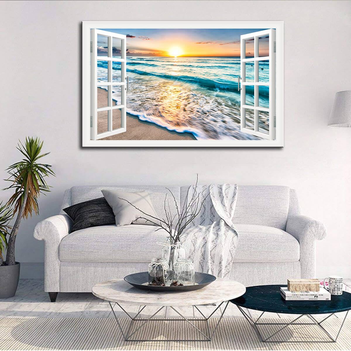 Wave Canvas Wall Art Sunset Ocean Nature Pictures Ready to Hang for Living Room Bedroom Home Decorations Modern Large Size Stretched Seascape Giclee Artwork Ready to Hang 30x40 Inch