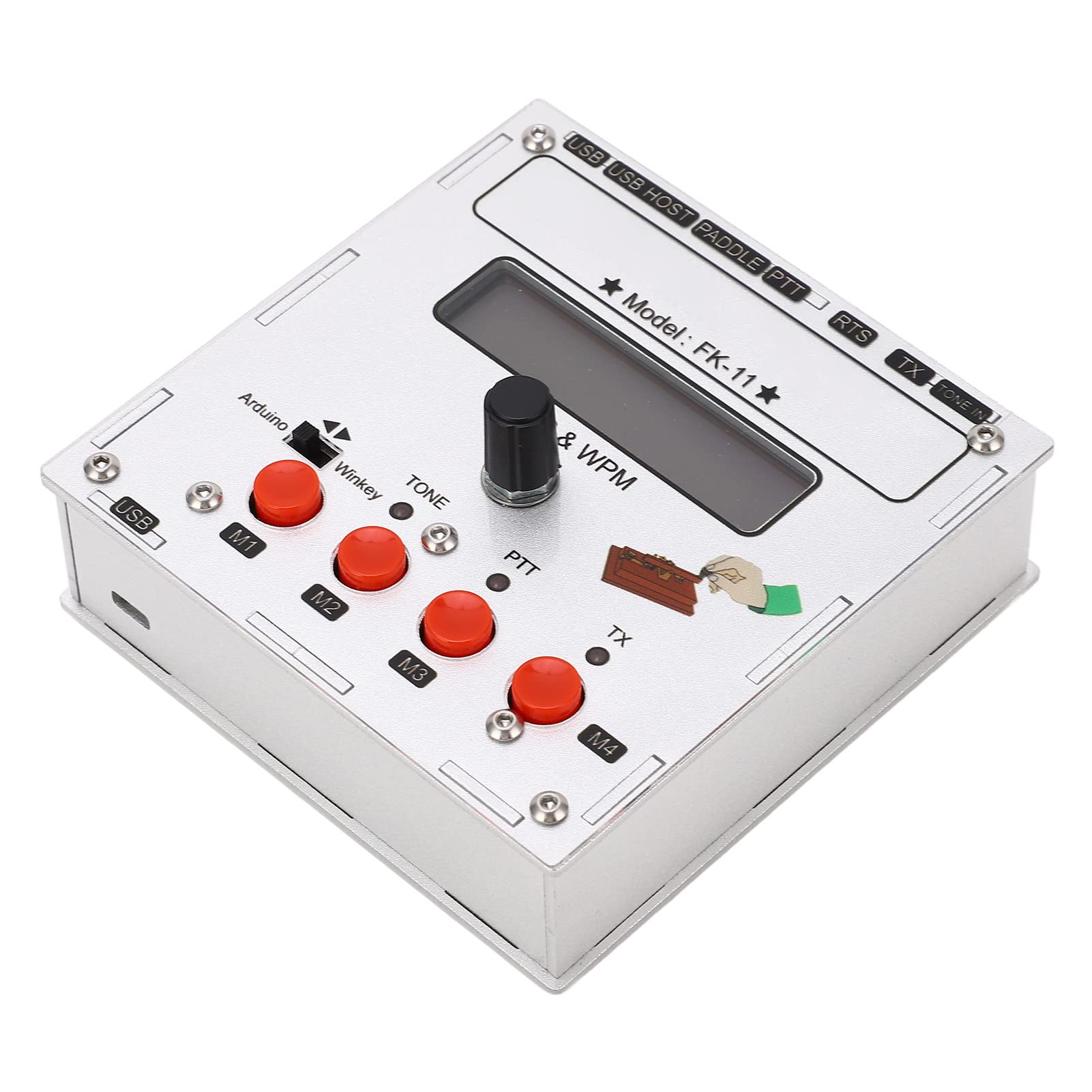 Oumefar K3NG Keyer Hochflexibler Open-Source-CW-Morsecode-Keyer aus Aluminiumlegierung für LCD-Display-Tastatur, Perfekt für Radio-Enthusiasten und Hobbyisten