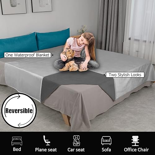 Miniatura 7 de Ameritex - Manta reversible para mascotas, terciopelo 100% impermeable súper suave para sofá y cama.