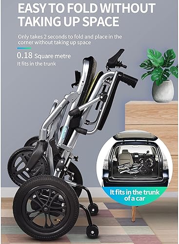Miniatura 5 de NEOCHY Silla de ruedas portátil de moda, plegable, ultraligera, silla de movilidad para adultos, ancianos, personas mayores