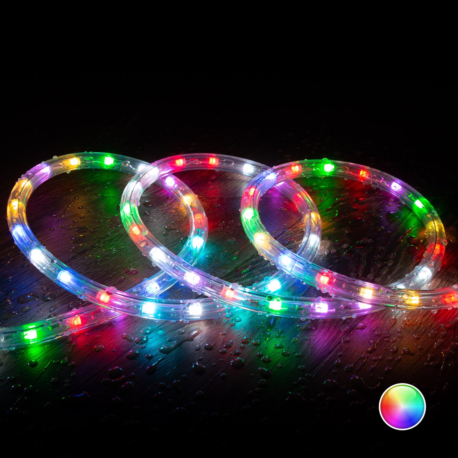LEDKIA Manguera LED Redonda 220V AC 36 LED/m RGB IP65 Corte 100 cm a Medida | Ideal para Navidad