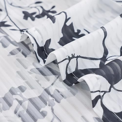 Miniatura 6 de UGOUTRY Cortinas traslúcidas decorativas de 84 pulgadas de ancho para sala de estar, filtrado de luz, protección de privacidad, estampado de