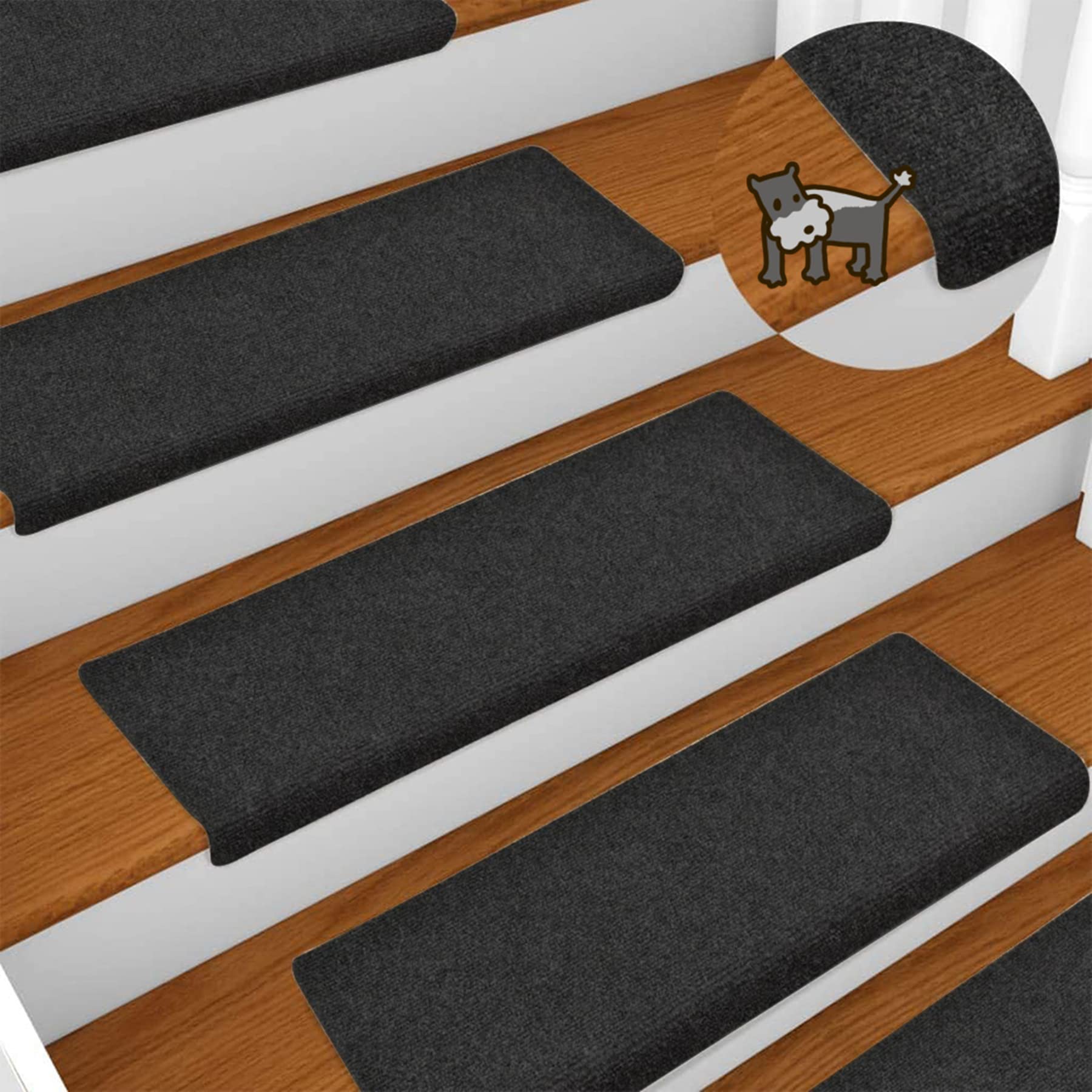 Retro Traptreden, Halve Cirkel Trapmatten, Antislip Bloemen Design Traptreden Pads, Skidproof Trap Pad Tapijten, Verwijderbare Wasbare Stap Vloermatten Voor Trap,24 * 65cm,3 Stijlen