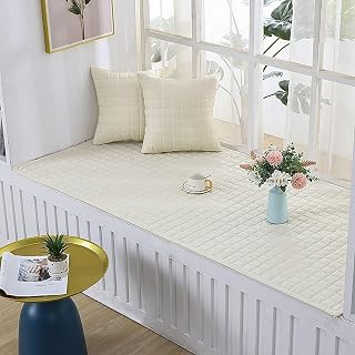 GNYVZXPLQ Bay Window Floor Mat Runner Rug, Cojín for Ventana salediza de Interior, Respaldo Antideslizante, Tela de Franela Multicolor, 70 x 119 cm(Offwhite,27.6" x 47.3")