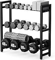niffgaff 3-Tier Adjustable Dumbbell Rack - 450LB Heavy-Duty Weight Storage Stand for Home Gym, Space-Saving Organizer