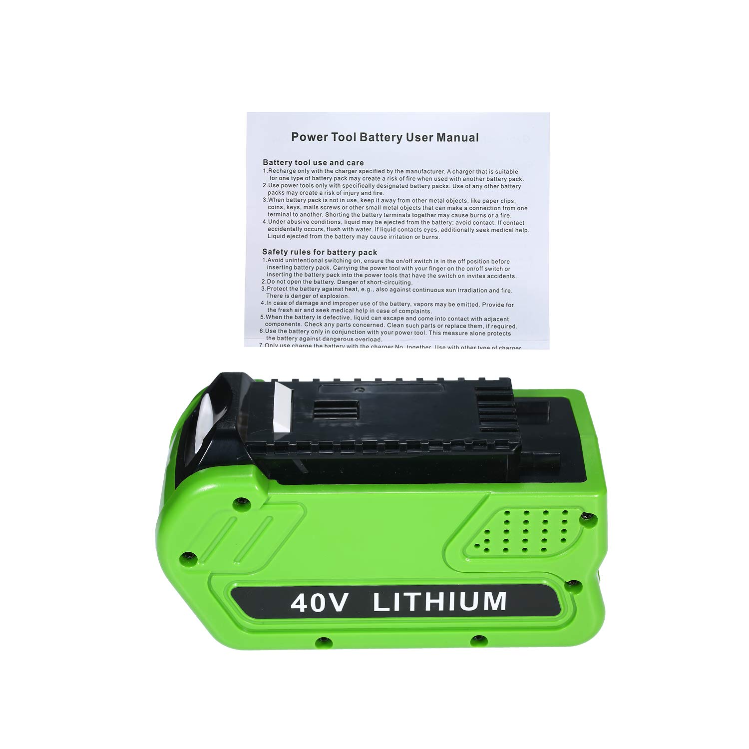 Batería Recargable de Iones de Litio de 40 V, 2500 mAh, Compatible con GreenWorks GMAX, reemplaza a 29472 29462, Compatible con los Modelos 20302 20672 24252 20202 22262 20322