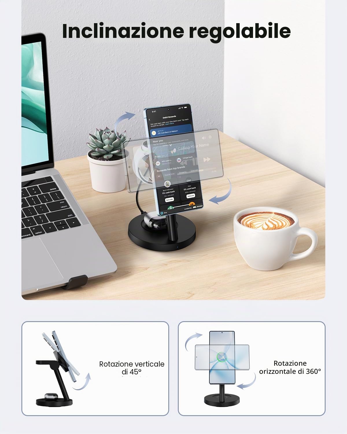 JoyGeek Caricatore magnetico induttivo per Samsung 4 in 1, Qi2.2 25 W Fast Mag-Safe per Galaxy S26/S25/Ultra/Z Fold/Flip 7, caricatore wireless per Watch 8/Ultra/7/6/5, per Galaxy Buds 4/3 Pro