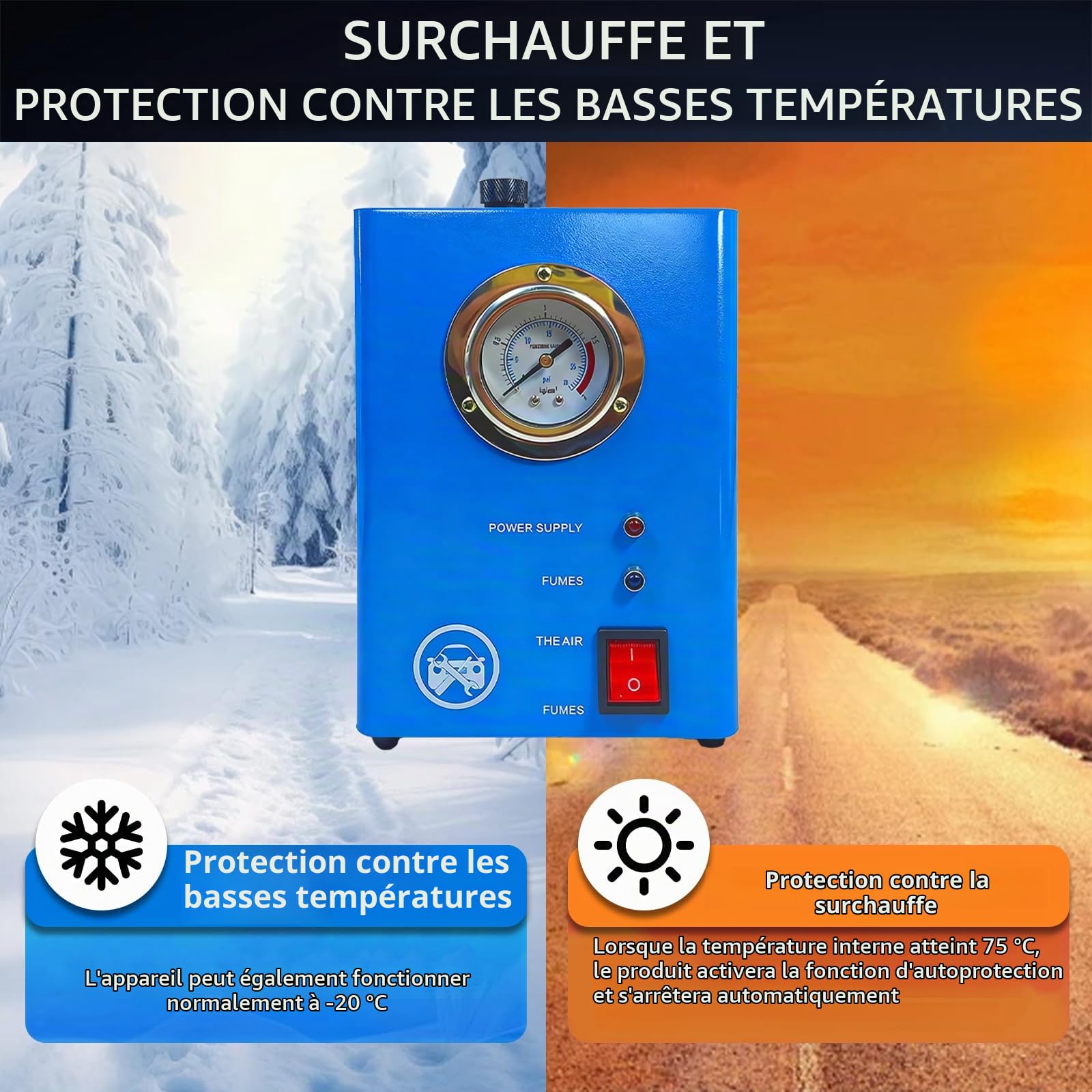 Détecteur Fuite Fumée Carburant Voiture, 12V EVAP Testeur de Fumée Détecteur de Fuites, Machine à Fumée Système EVAP Auto/Outil de Diagnostic Testeur pour Véhicule, Camion, Moto