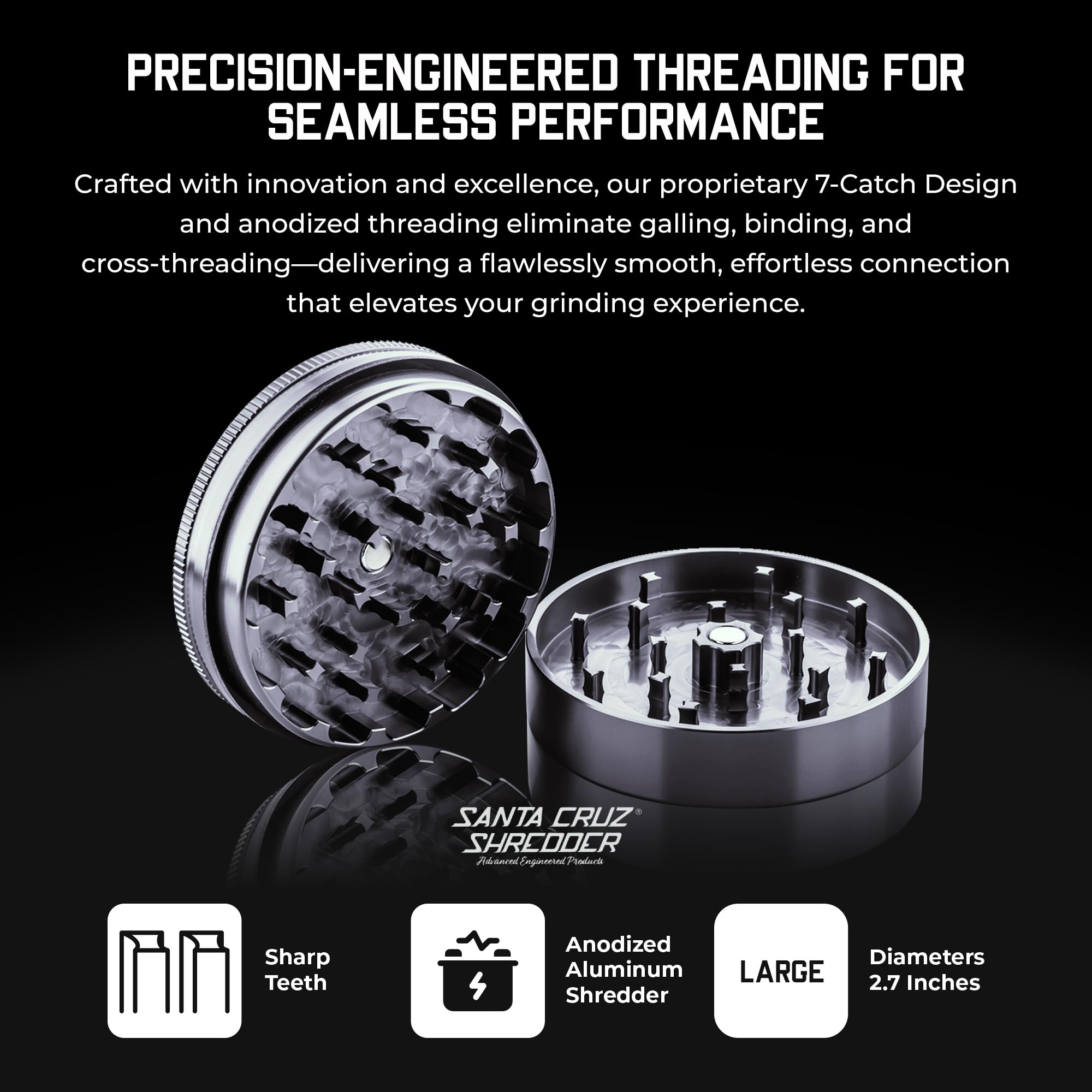 2 Piece Grinder – large Medium Grey Gloss
