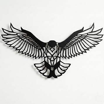 DEKADRON Ku lar Metal Duvar Sanat  Eserleri - Kartal - 3D Duvar Silueti Metal Duvar Dekoru Ev Ofis Dekorasyonu Yatak Odas  Oturma Odas  Dekor Heykel Adler - Aigle -  guila 18" G x 9" Y/46x23cm